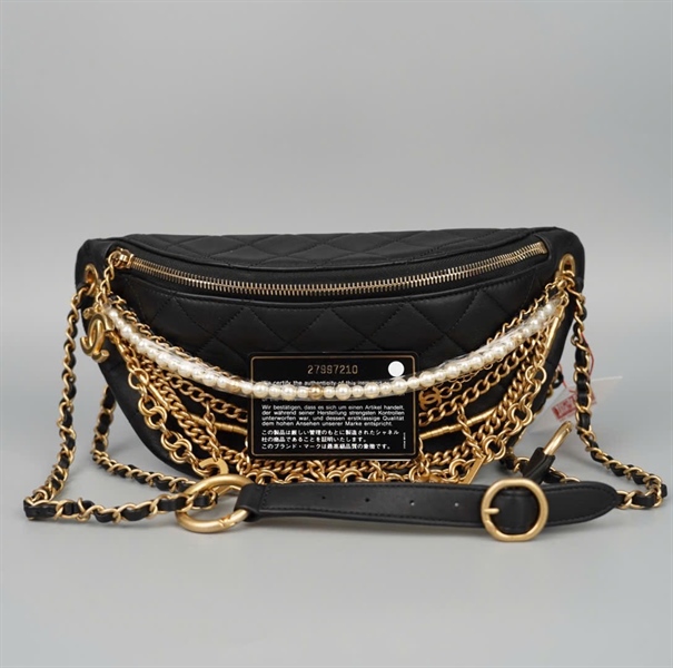 Túi Chanel Bumbag đen đính nhiều dây (27997210) sz16 (HC) +