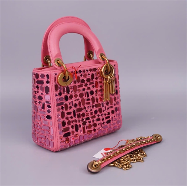 Túi Dior Lady hồng đính đá (04-MA-0128) szmini (HC) +