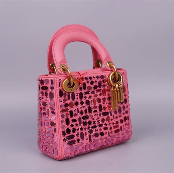 Túi Dior Lady hồng đính đá (04-MA-0128) szmini (HC) +