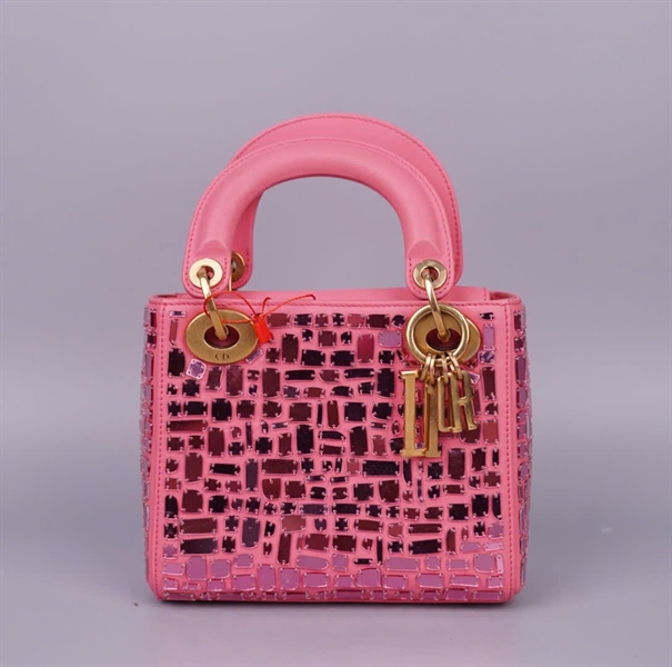 Túi Dior Lady hồng đính đá (04-MA-0128) szmini (HC) +