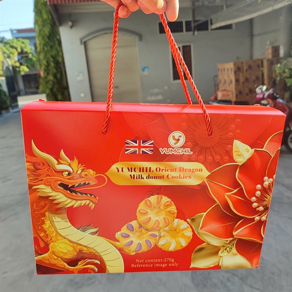 Bánh quy sữa Donut Rồng 270g hộp giấy (16h/thùng)