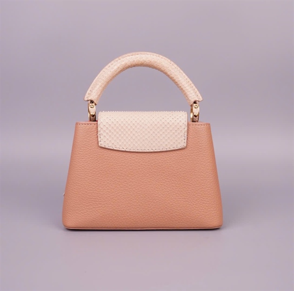Túi LV capu hồng nắp da trăn trắng sz19 (HC)+