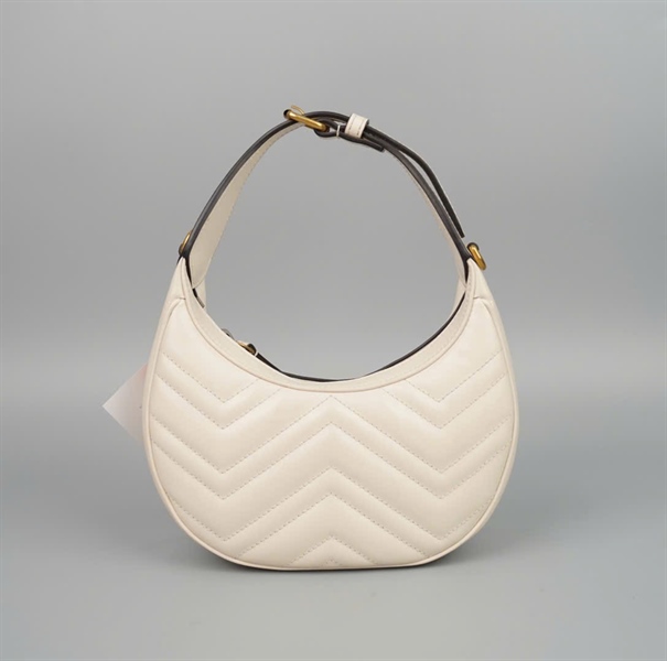 Túi GG Marmont Half Moon trắng sz15 (BQ) KG +