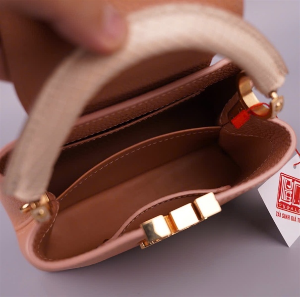 Túi LV capu hồng nắp da trăn trắng sz19 (HC)+