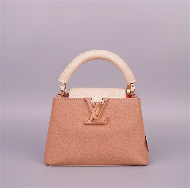 Túi LV capu hồng nắp da trăn trắng sz19 (HC)+