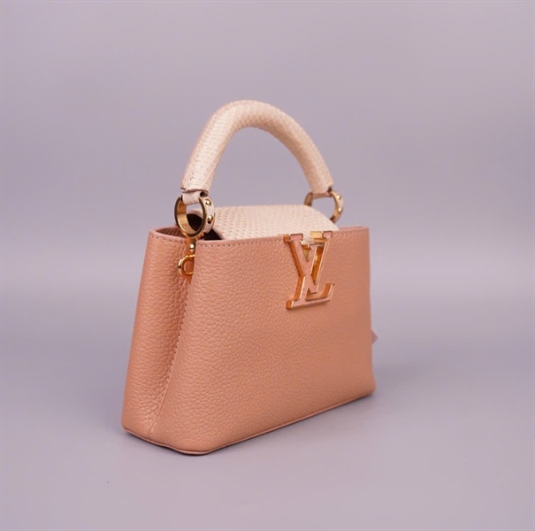 Túi LV capu hồng nắp da trăn trắng sz19 (HC)+