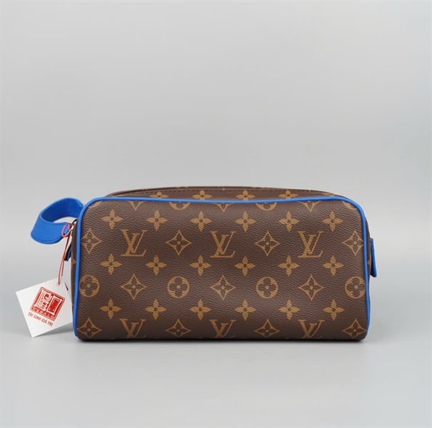 Túi LV Dopp Kit Toilet hoa nâu viền xanh sz26 KG+