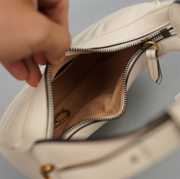 Túi GG Marmont Half Moon trắng sz15 (BQ) KG +