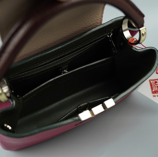 Túi LV Capu tím nắp xám sz26 +