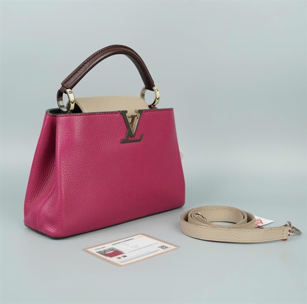 Túi LV Capu tím nắp xám sz26 +