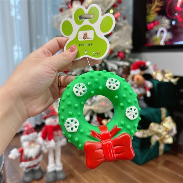 HQ - Đồ chơi hình tròn gắn nơ Noel 11.5cm