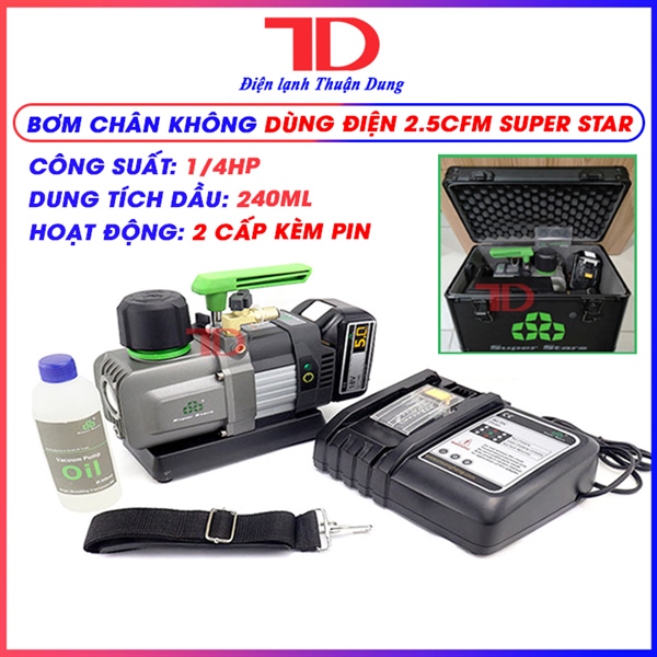 MÁY BƠM CHÂN KHÔNG BẰNG PIN Super Stars, model ST-2BMC