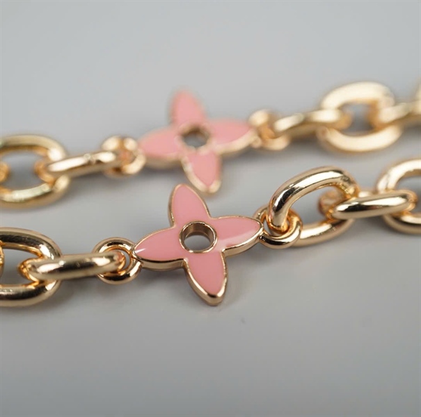 Strap LV xích đính hoa đen hồng (HC) +