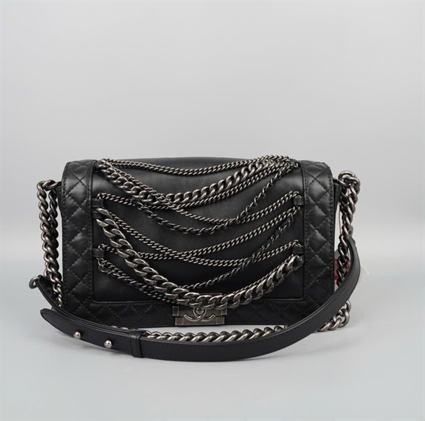 Túi Chanel Boy đen phối nhiều xích (18937702) sz24 (HC) +