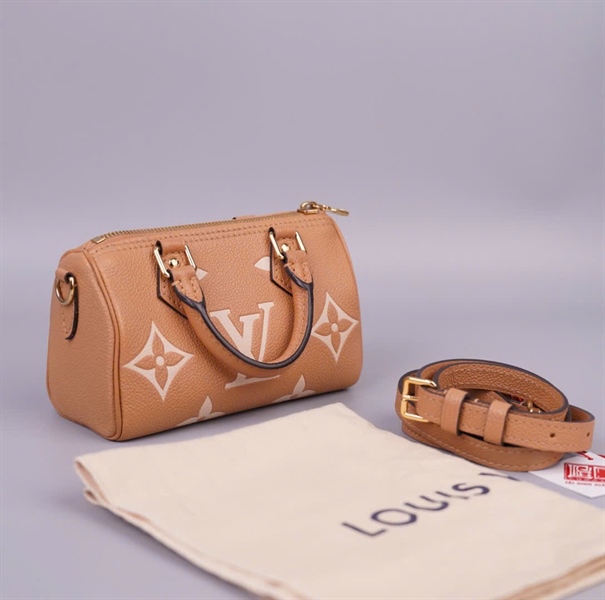 Túi LV Speedy nude hoa trắng sz16 (HC) +