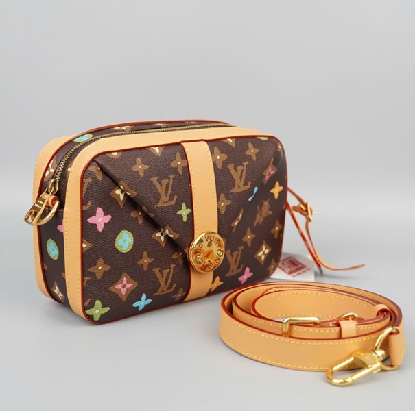 Túi LV đeo chéo hoa nâu viền vàng sz22 (HC) +