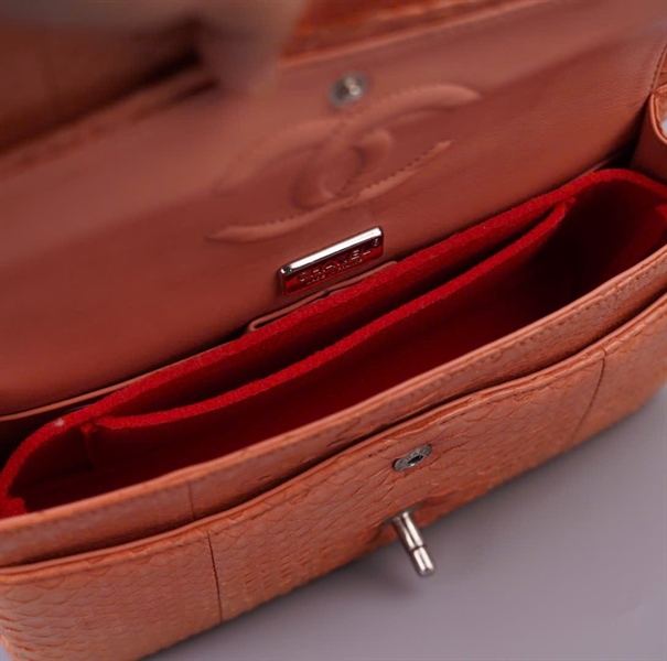 Túi Chanel Classic da trăn màu hồng cam sz25 KG+