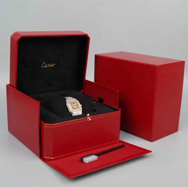 Đồng hồ Cartier bạc viền vàng mặt vuông (663345CD) (HC) +