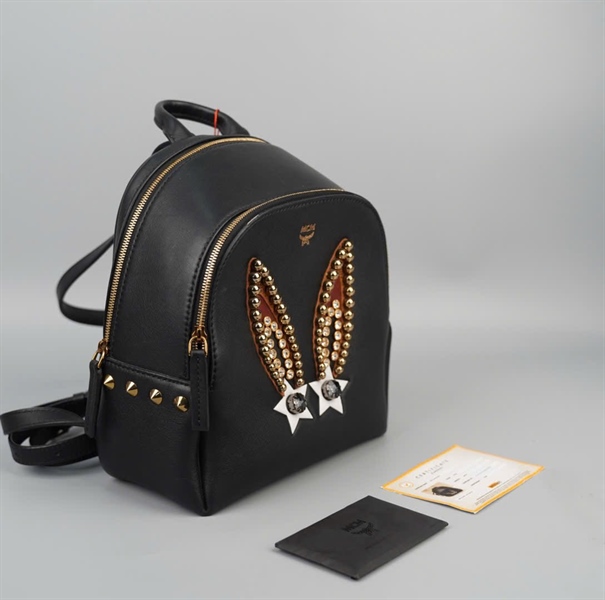 Balo MCM màu đen đính tai thỏ (T1068) KG+