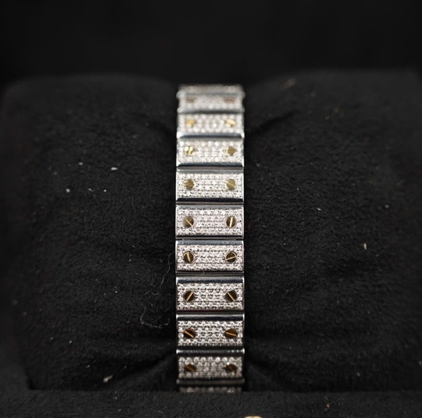 Đồng hồ Cartier bạc viền vàng mặt vuông (663345CD) (HC) +