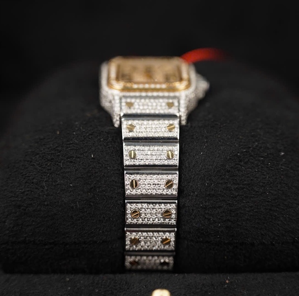 Đồng hồ Cartier bạc viền vàng mặt vuông (663345CD) (HC) +