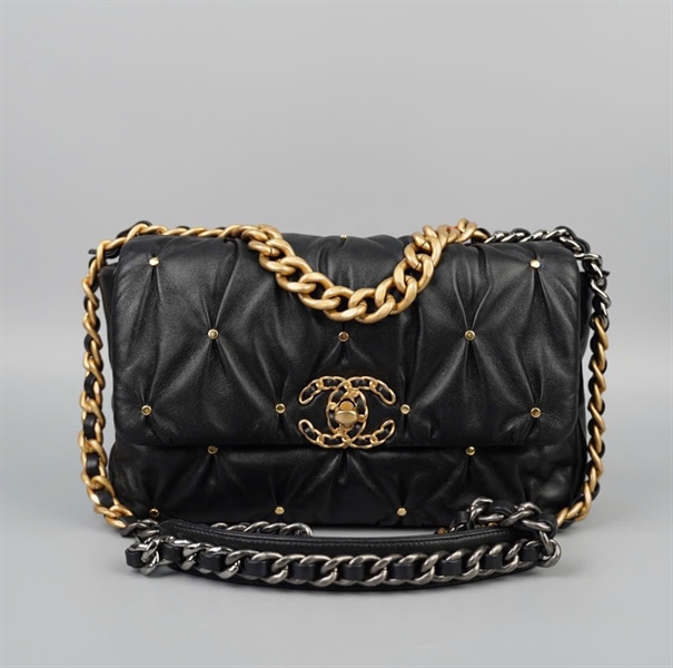 Túi Chanel đen đính đinh có lót form (A27C719H) sz25 (HC) +