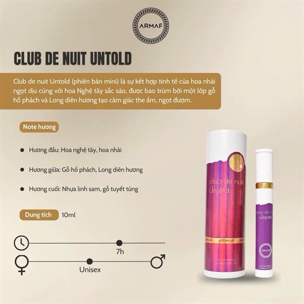Nước hoa Armaf Club De Nuit Untold 10ml