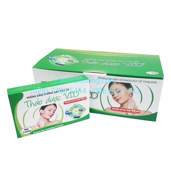 Miếng dán say tàu xe thảo dược vio tân cương pharm (h/12h/2m) (hộp lớn)