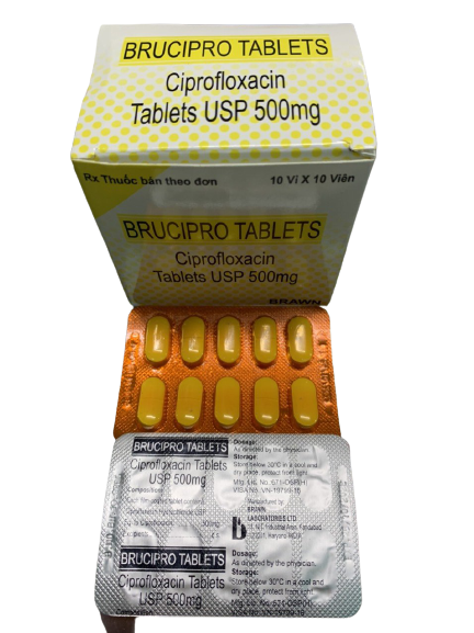 Brucipro ciprofloxacin 500mg brawn (h/100v)