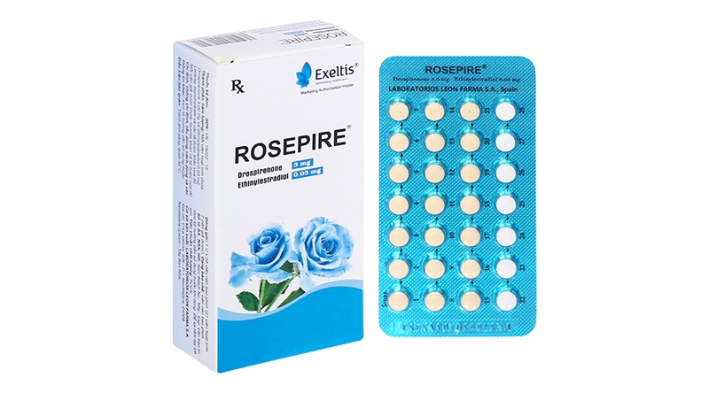 Ngừa thai rosepire 3mg/0.03mg leo (h/28v) (xanh)