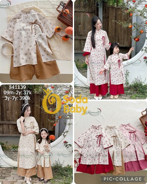 Áo dài Thanh Mai BG Tết 2025 Kaku - hoa nâu