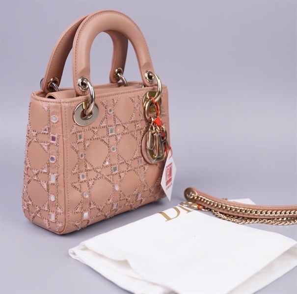 Túi Dior Lady nude đính cườm (04-MA-0280) szmini (HC) +