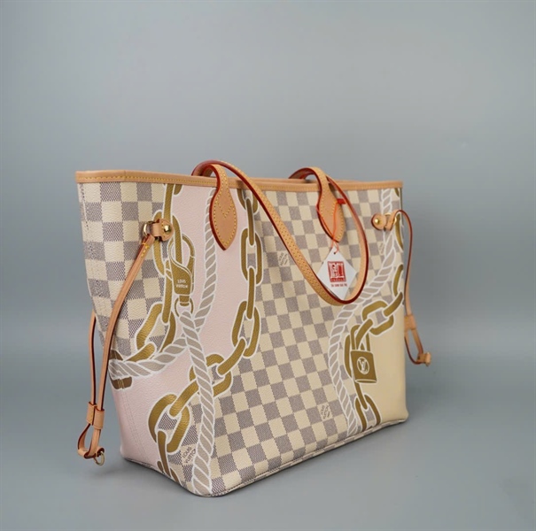Túi LV Neverfull nude ô vuông kèm ví sz31 (HC) +