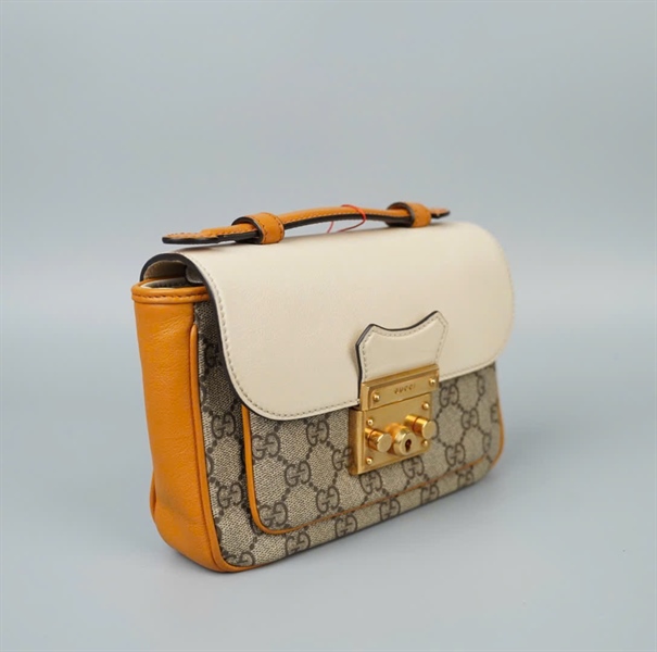 Túi GG Padlock xám nắp trắng (525040X) sz20 (HC) +