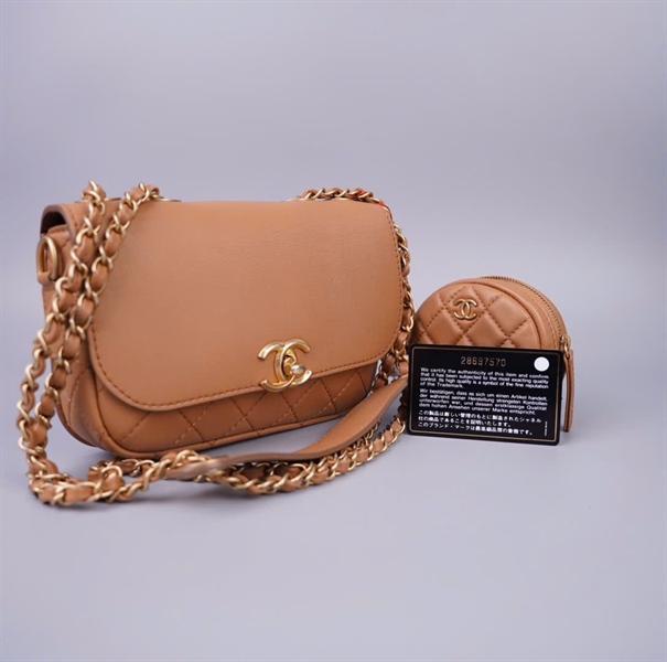 Túi Chanel nâu kèm ví (28697570) sz19 (HC) +