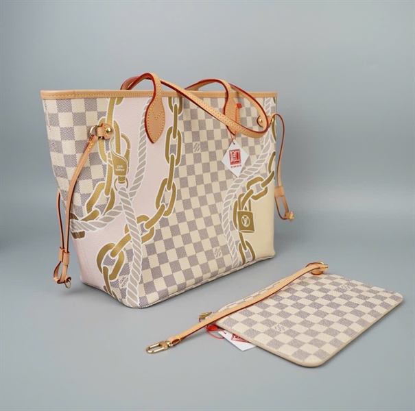 Túi LV Neverfull nude ô vuông kèm ví sz31 (HC) +