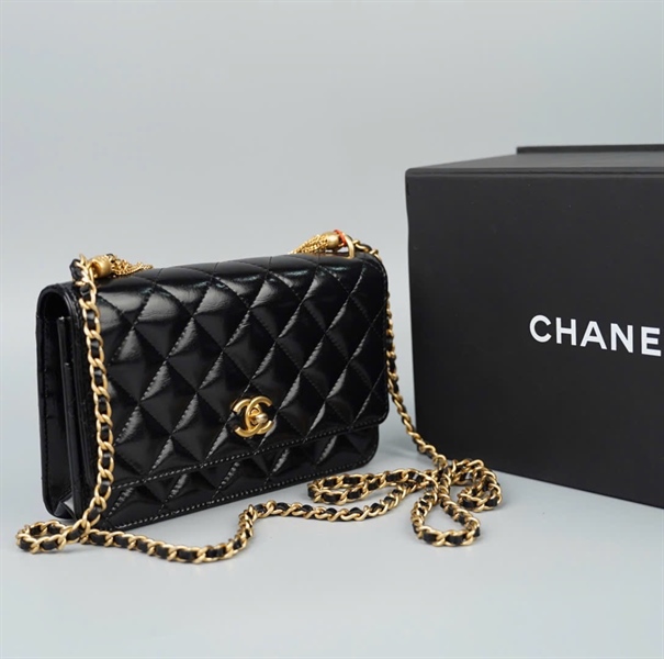 Túi Chanel Woc đen quai tua rua (KJA6P02A) sz17 (HC) +