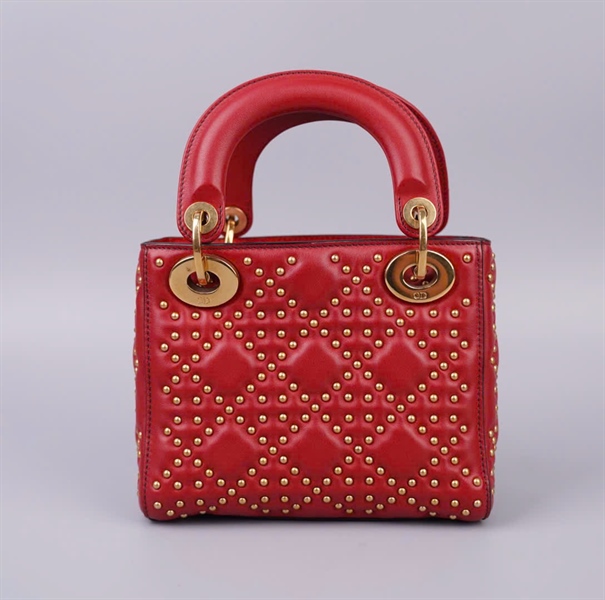 Túi Dior đỏ đính đinh có lót form (04-MA-0177) szmini KG +