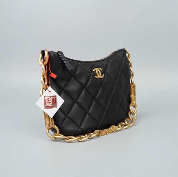 Túi Chanel kẹp nách đen dây xích to (H1HJLXP8) sz20 (HC) +