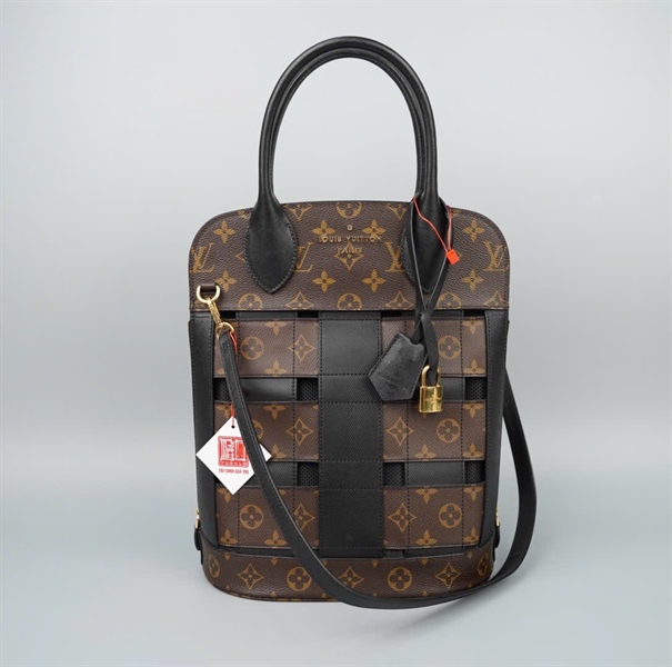 Túi LV Tote hoa nâu viền đen kèm ổ+ chìa (F01117) sz25 (HC) +