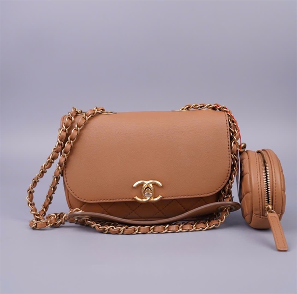 Túi Chanel nâu kèm ví (28697570) sz19 (HC) +