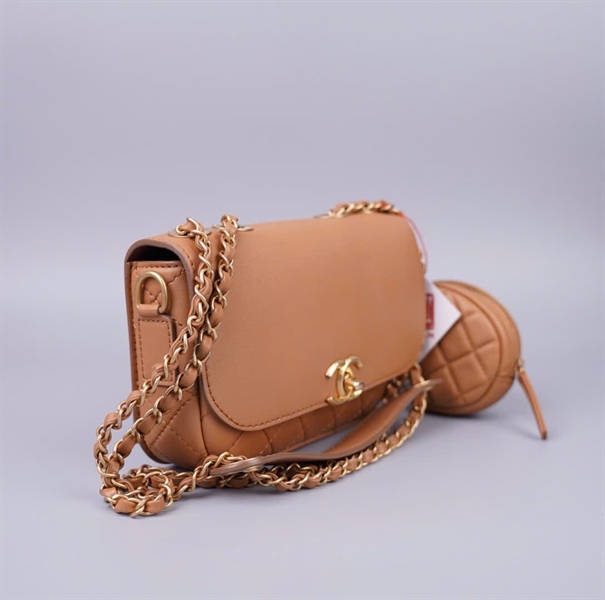 Túi Chanel nâu kèm ví (28697570) sz19 (HC) +