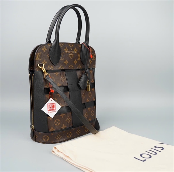 Túi LV Tote hoa nâu viền đen kèm ổ+ chìa (F01117) sz25 (HC) +