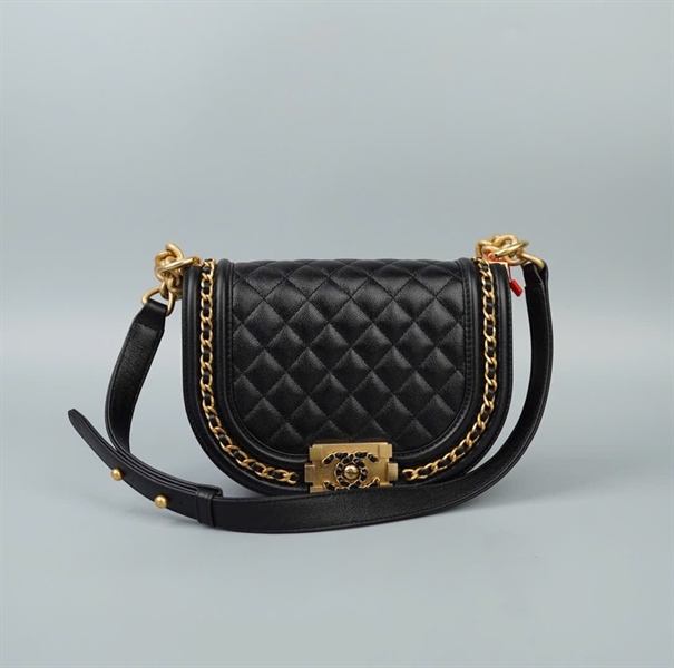 Túi Chanel Boy Hafl Moon đen (GXX509A1) sz15 (HC) +