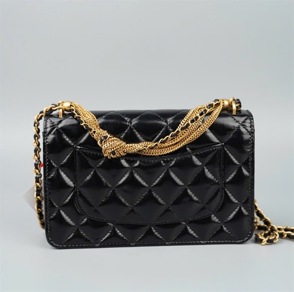 Túi Chanel Woc đen quai tua rua (KJA6P02A) sz17 (HC) +