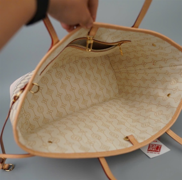 Túi LV Neverfull nude ô vuông kèm ví sz31 (HC) +