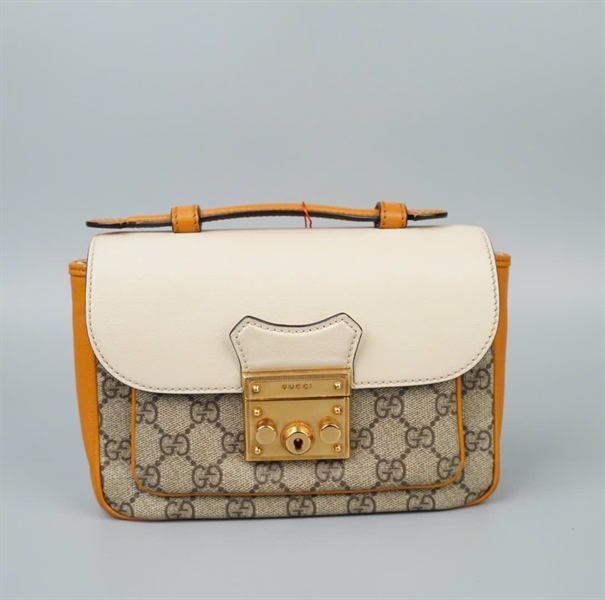 Túi GG Padlock xám nắp trắng (525040X) sz20 (HC) +