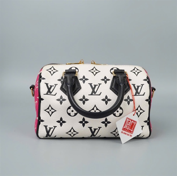 Túi LV Speedy 3 màu hồng trắng đen sz20 (HC) +
