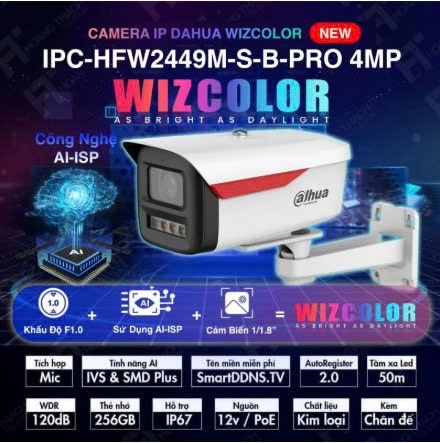 Camera thân 4.0mp DH-IPC-HFW2449M-S-B-PRO