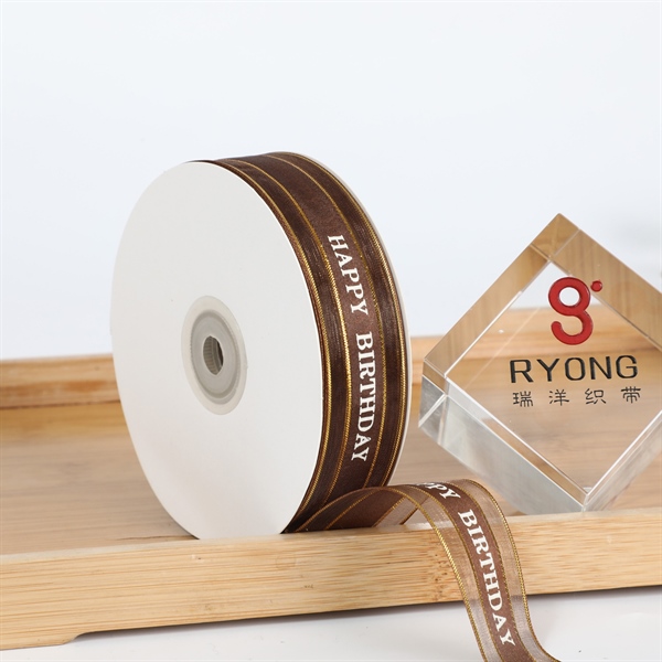 Ruy băng voan kim tuyến Nâu 2,5x45m/ RB61